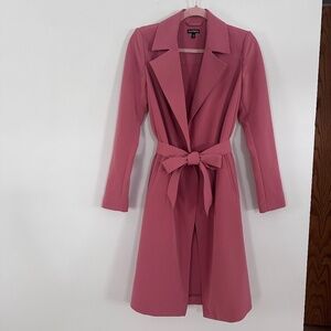 Express Pink Belted Flyaway Trench Coat - XXS